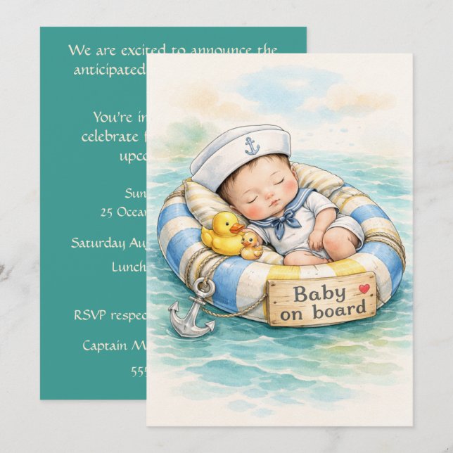 Baby på däck Digital nedladdning Blinvite Inbjudningar (Fram/baksida)