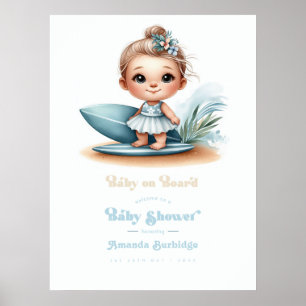 Baby på däck Surf-temat välkomst till babyfest Poster
