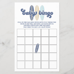 Baby på däck Surfande Baby Shower Bingo Flyer