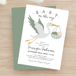 Baby på Grönten Sage Baby Shower för matsmältstor Inbjudningar