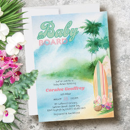 Baby på handdisken för vattenfärgssurfning för bab inbjudningar