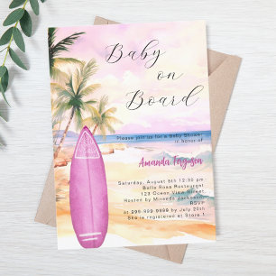 Baby på rosa--babyskor ombord på tavla inbjudningar