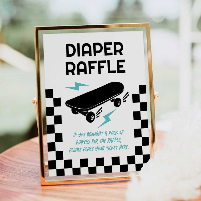 Baby på Skateboard Baby Shower Diaper Raffle Poster (Skapare uppladdad)