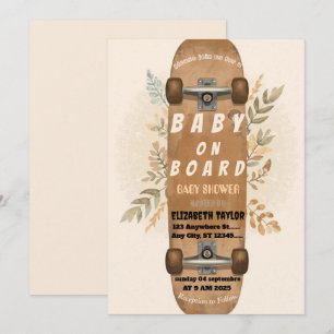 Baby på skateboard Baby Shower-fest Inbjudan