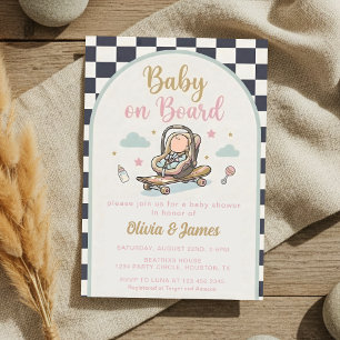 Baby på skateboard Baby Shower-fest Inbjudningar