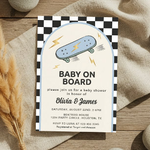 Baby på skateboard Baby Shower-fest Inbjudningar