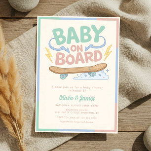 Baby på skateboard Baby Shower-fest Inbjudningar