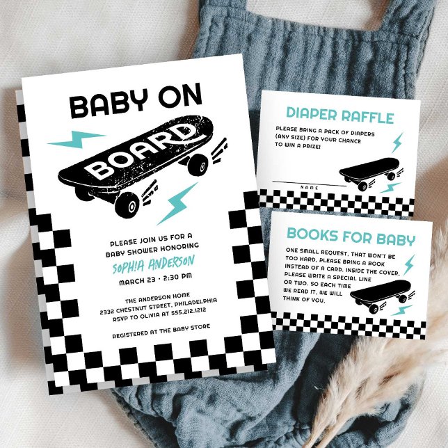 Baby på Skateboard Baby Shower Inbjudningar (Skapare uppladdad)
