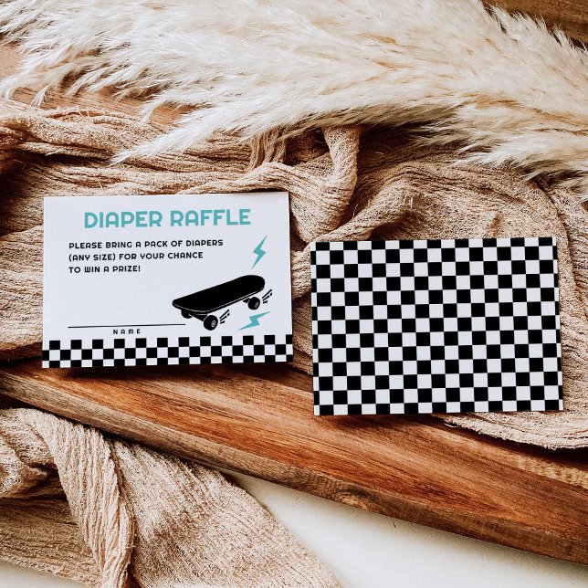 Baby på Skateboard Diaper Raffle Cards Tilläggskort (Skapare uppladdad)