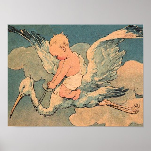 Baby på Stork Poster (Framsidan)