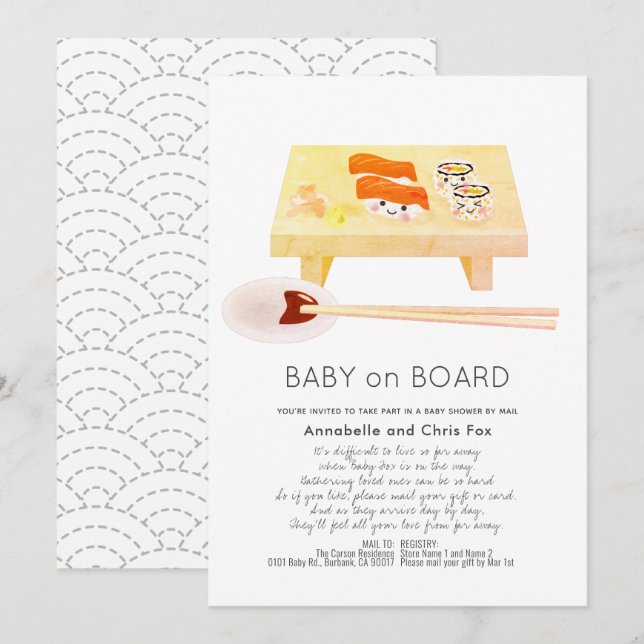 Baby på Sushi Baby Shower med post Inbjudningar (Fram/baksida)