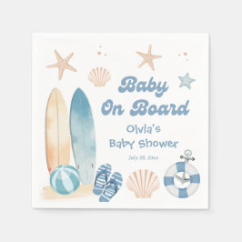 Baby på väg Baby Shower Surfbräda Strand Pappersservett