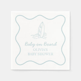 Baby på väg doodle Surfbräda Strand Bebis shower Pappersservett