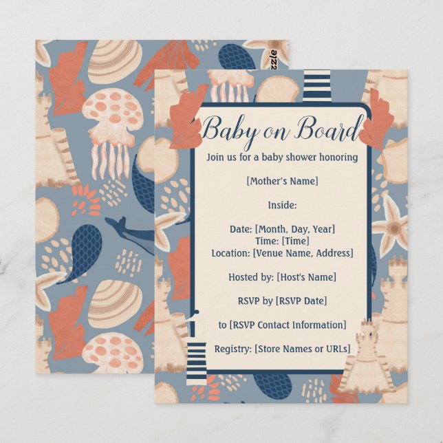 Baby på väg Sjömannen Baby pojk Shower Vykort (Fram/baksida)