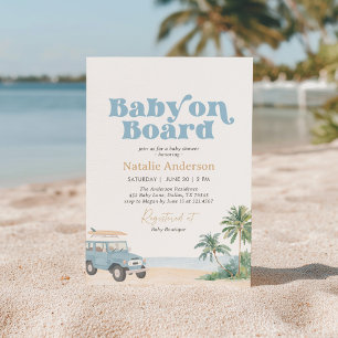 Baby på väg strand surf Baby Shower Inbjudningar