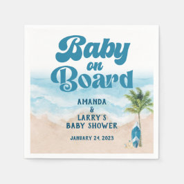 Baby på väg strandpojke baby shower pappersservett