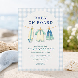 Baby på väg Surf Sommarterrin Babyfirande Inbjudningar
