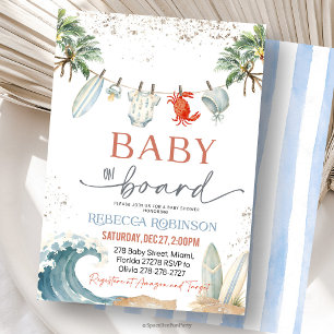 Baby på väg Surfstrand baby shower Inbjudningar
