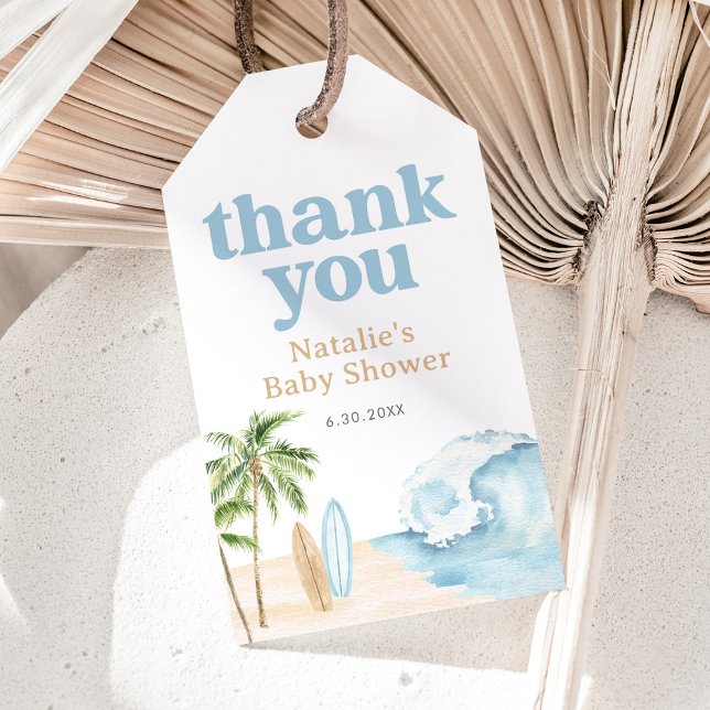 Baby på väg Surfstrand Baby Shower Presentetikett (Skapare uppladdad)