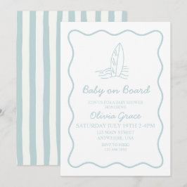 Baby på väg tecknad Surfbräda Beach Baby Shower Inbjudningar