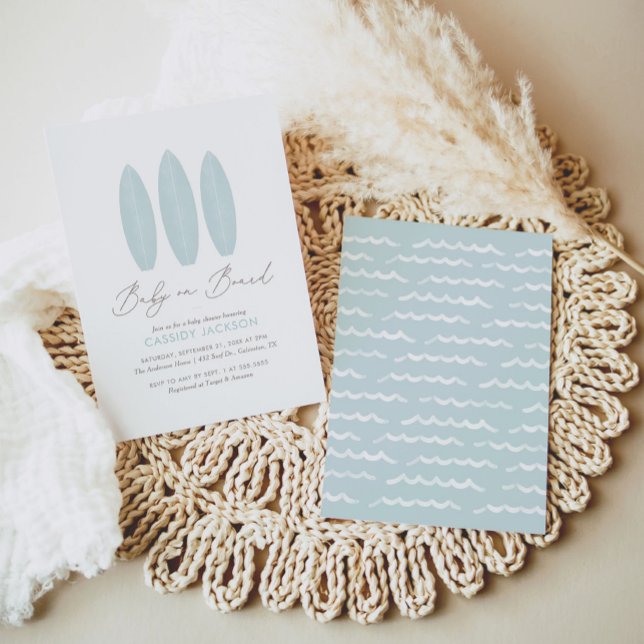 Baby på väg Vattenfärg Surfbräda Baby Shower Inbjudningar (Skapare uppladdad)