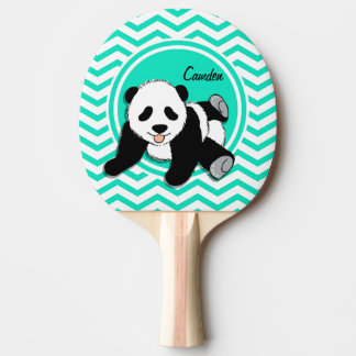 Baby Panda; Aqua Grönt Chevron Pingisracket