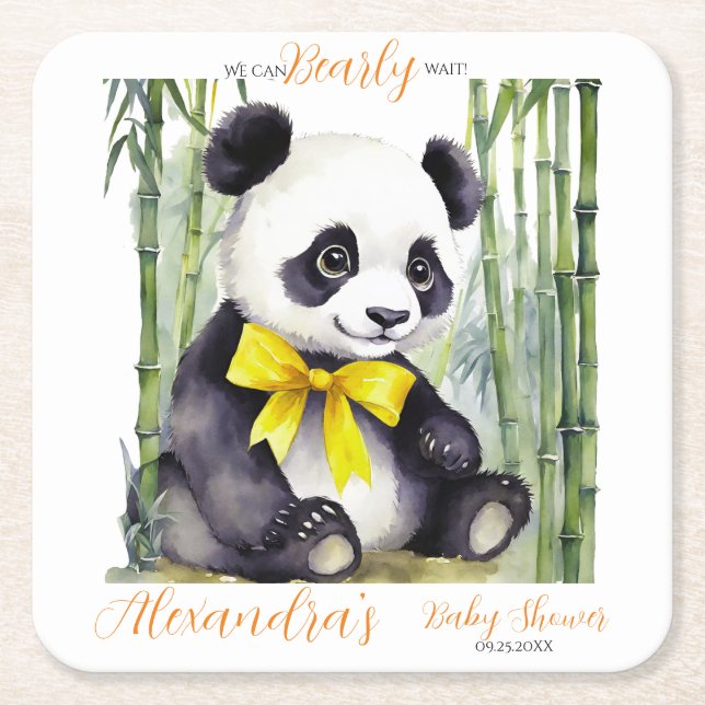 Baby Panda Baby Shower Underlägg Papper Kvadrat (Framsidan)