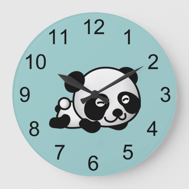 Baby Panda Bear Animal Wall Clock Stor Klocka (Framsida)