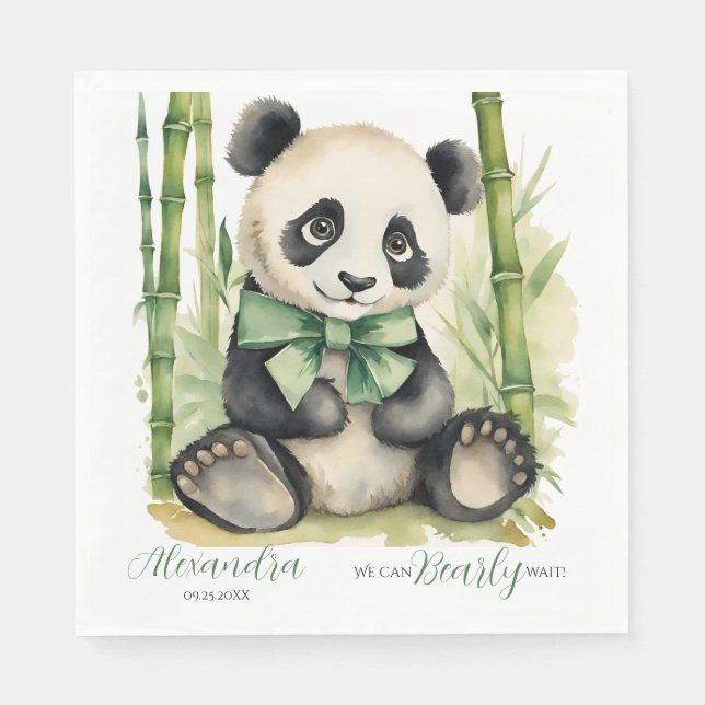 Baby Panda Bear Barly Wait Baby Shower Pappersservett (Framsidan)