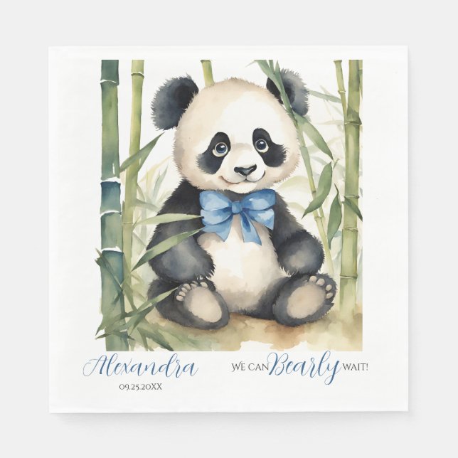 Baby Panda Bear Barly Wait Boy Baby Shower Pappersservett (Framsidan)