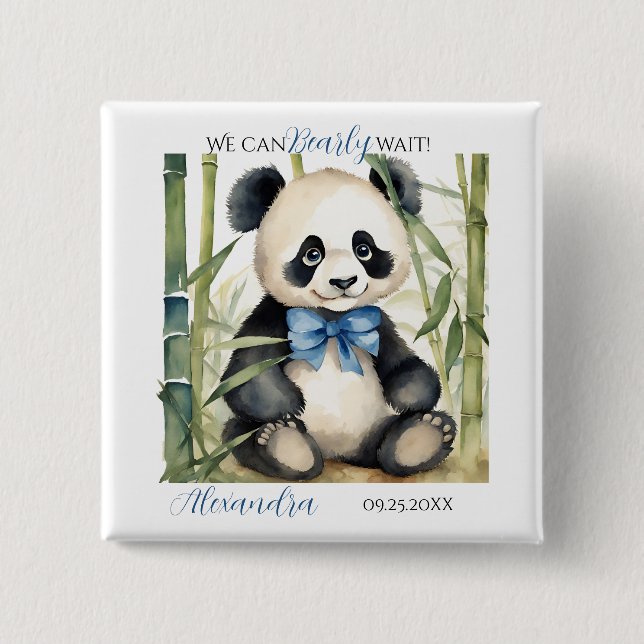 Baby Panda Bear Boy Baby Shower Knapp (Framsida)