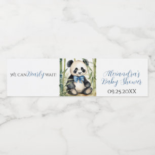 Baby Panda Bear Boy Baby Shower Vattenflaskor Etikett