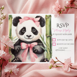 Baby Panda Bear Girl Baby Shower OSA Kort
