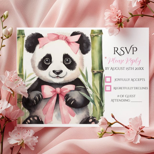 Baby Panda Bear Girl Baby Shower OSA Kort (Skapare uppladdad)