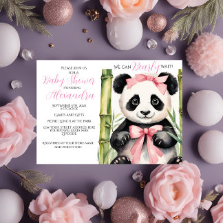 Baby Panda Bear Girl Barly Wait Baby Shower Inbjudningar