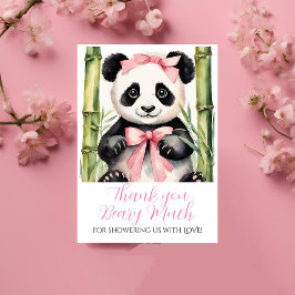 Baby Panda Bear Girls Baby Shower Tack Kort