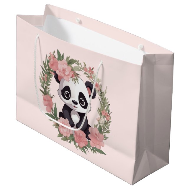 Baby Panda Bear med blommor (Framsidan Vinklad)