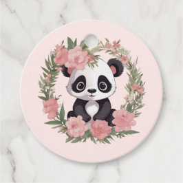 Baby Panda Bear med blommor Gåvor Etiketter