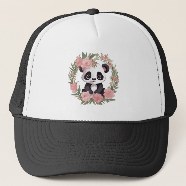 Baby Panda Bear med blommor Keps (Framsida)