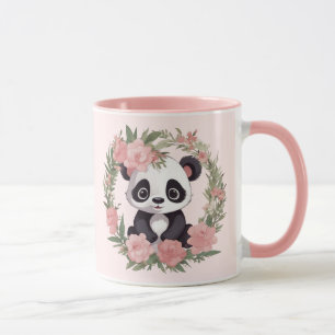 Baby Panda Bear med blommor Mugg