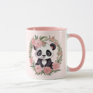 Baby Panda Bear med blommor Mugg