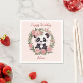 Baby Panda Bear med blommor Pappersservett