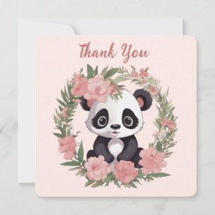 Baby Panda Bear med blommor Tack Kort