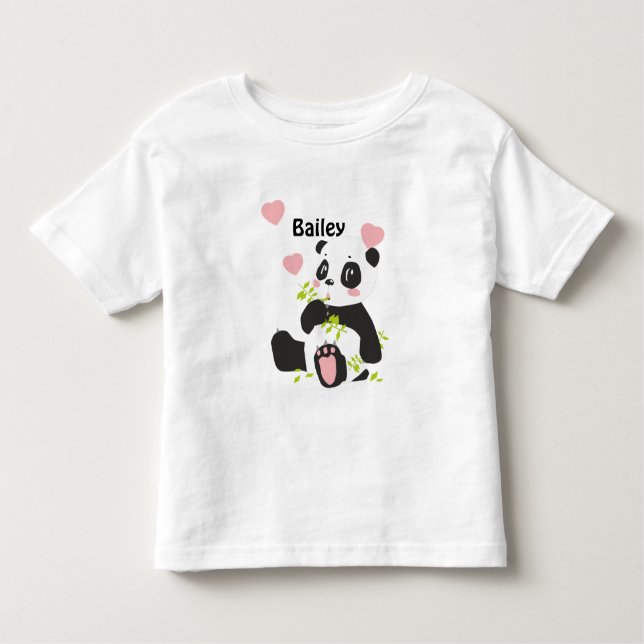 Baby Panda Bear Rosa Hearts Anpassningsbar T Shirt (Framsida)