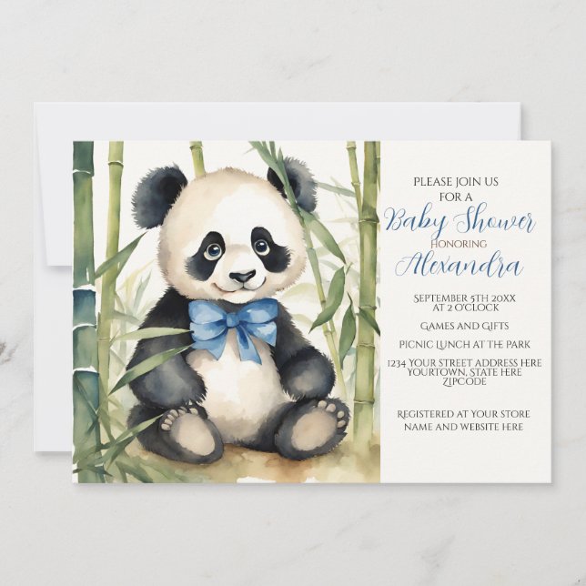 Baby Panda Boy Barly Wait Baby Shower Inbjudningar (Framsida)