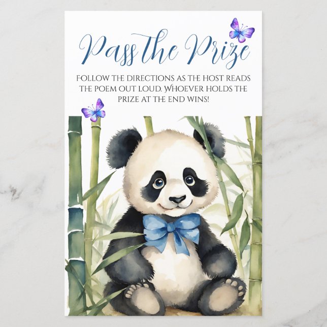 Baby Panda Boy Shower Passar prismatchen (Baksida)