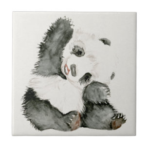 Baby Panda Cute och Hårig Kakelplatta