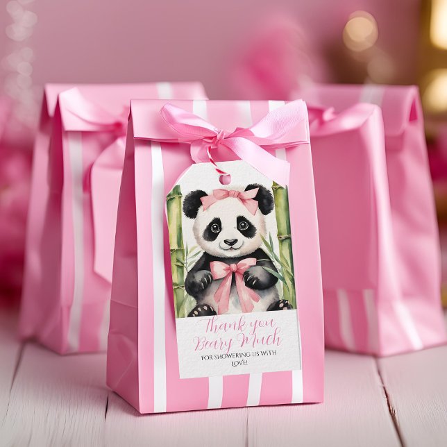 Baby Panda Girl Baby Shower Tack Beary Mch Beary Presentetikett (Skapare uppladdad)