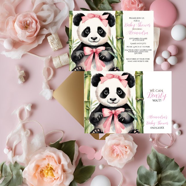 Baby Panda Girl Barly Wait Baby Shower Inbjudningar (Skapare uppladdad)