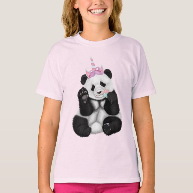 Baby panda i enmajshatt t shirt (Framsida)